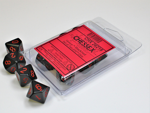 Dice Set Black/Red Opaque d10 Set (10) - zum Schließ en ins Bild klicken