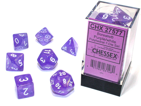 Borealis Polyhedral Purple/white Luminary 7-Die Set - zum Schließ en ins Bild klicken