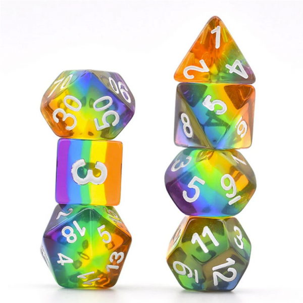 Translucent Rainbow RPG Dice Set (7)
