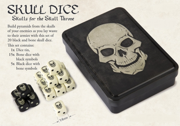 Skull Tin (x5 Black Dice x15 Bone Dice) - zum Schließ en ins Bild klicken