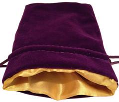 4in x 6in Purple Velvet Dice Bag with Gold Satin Lining - zum Schließ en ins Bild klicken