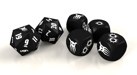 Achtung! Cthulhu 2d20: Black Sun Dice Set - zum Schließ en ins Bild klicken