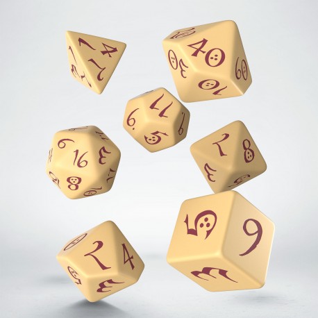 Classic RPG Beige & burgundy Dice Set (7) - zum Schließ en ins Bild klicken