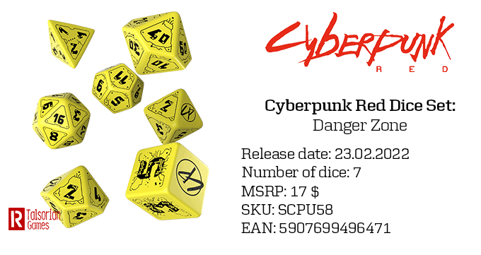 Cyberpunk Red Dice Set: Danger Zone - zum Schließ en ins Bild klicken