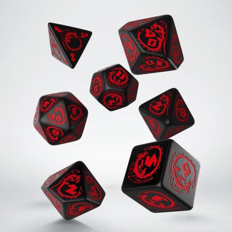 Dragons Black & red Dice Set (7) - zum Schließ en ins Bild klicken