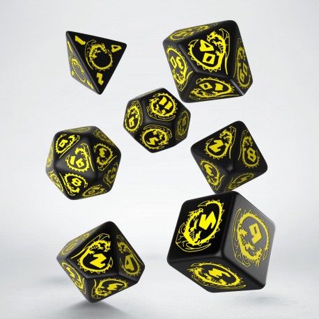 Dragons Black & yellow Dice Set (7) - zum Schließ en ins Bild klicken