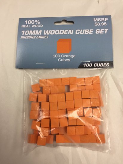 10 MM Wooden Cube Tokens (100 Pack) -Orange - zum Schließ en ins Bild klicken
