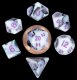 Mini Polyhedral Dice Set: Marble with Purple Numbers