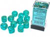 Borealis® 16mm d6 Teal/gold Luminary™ Dice Block™ (12 dice)