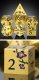 Metal & Enamel Dice Set (7) Sakura Gold & Purple