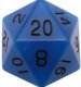 35mm Mega Acrylic D20 -Glow Blue with Black Numbers