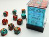 Dice Set Gemini 7 12mm d6 Red-Teal/gold (36)