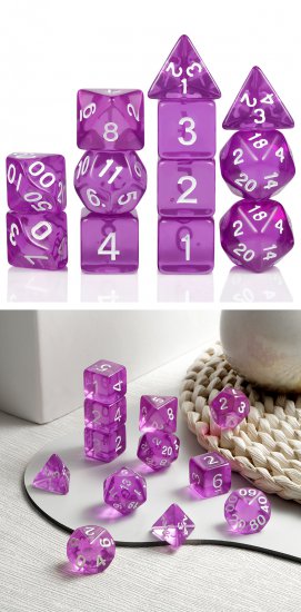 Acrylic Dice Set (12) Grape - zum Schließ en ins Bild klicken