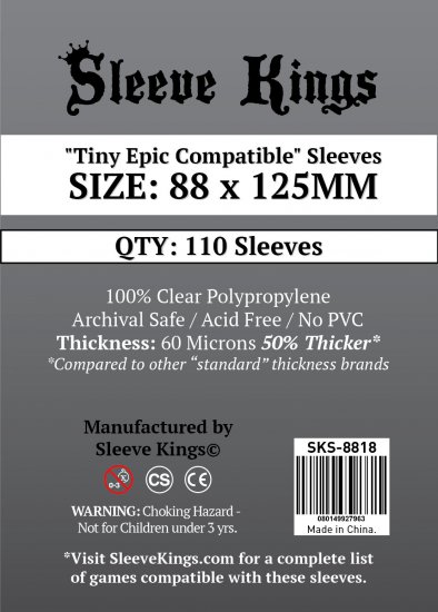 Sleeve Kings Tiny Epic Compatible Sleeves (88x125mm) 110 Pack 60 - zum Schließ en ins Bild klicken