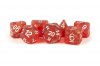 16mm Resin Icy Opal Dice Poly Set Red w/ Silver Numbers