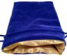 4in x 6in Blue Velvet Dice Bag with Gold Satin Lining