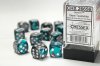 Gemini® 16mm d6 Steel-Teal/white Dice Block™ (12 dice)