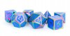 16mm Metal Polyhedral Dice Set: Rainbow with Blue Enamel