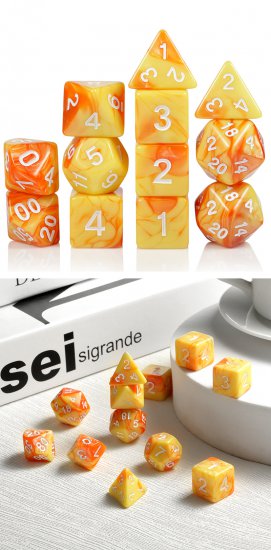 Acrylic Dice Set (12) Solar Flare - zum Schließ en ins Bild klicken