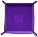 Velvet Folding Dice Tray 10x10 Purple with Leather Backing