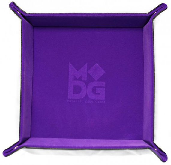 Velvet Folding Dice Tray 10x10 Purple with Leather Backing - zum Schließ en ins Bild klicken