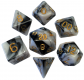 16mm Acrylic Poly Dice Set Marble with Gold Numbers