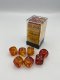 Gemini® 16mm d6 Translucent Red-Yellow/gold Dice Block™ (12 d