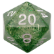 35mm Mega Acrylic D20 Ethereal Green with White Numbers