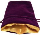 4in x 6in Purple Velvet Dice Bag with Gold Satin Lining