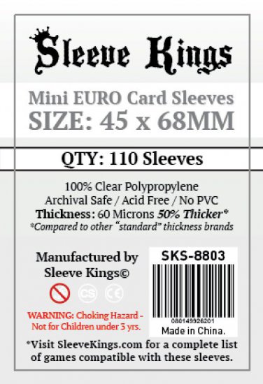 Sleeve Kings Mini Euro Card Sleeves (45x68mm) 110 Pack 60 Micron - zum Schließ en ins Bild klicken