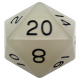 35mm Mega Acrylic D20 Glow Clear with Black Numbers