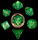Mini Polyhedral Dice Set Green/Light Green with Gold Numbers