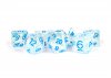 16mm Resin Flash Dice Poly Set Clear w/ Light Blue Numbers