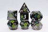Black with Green Orchids RPG Metal Dice Set (7)