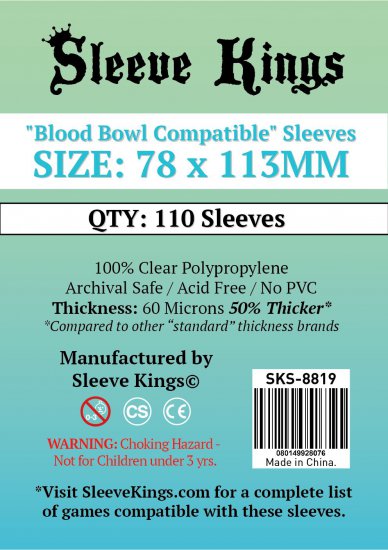 Sleeve Kings Blood Bowl Compatible Sleeves (78x113mm) -110 Pack - zum Schließ en ins Bild klicken