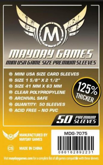 Sleeves: Premium Mini USA Sleeves 41mm x 63mm Dark Yellow (50) - zum Schließ en ins Bild klicken