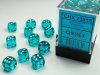 Dice Set Teal/White Translucent 12mm d6 (36)