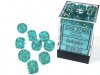 Borealis® 12mm d6 Teal/gold Luminary™ Dice Block™ (36 dice)