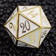 D20 Gold with White 35mm Extra Large Metal