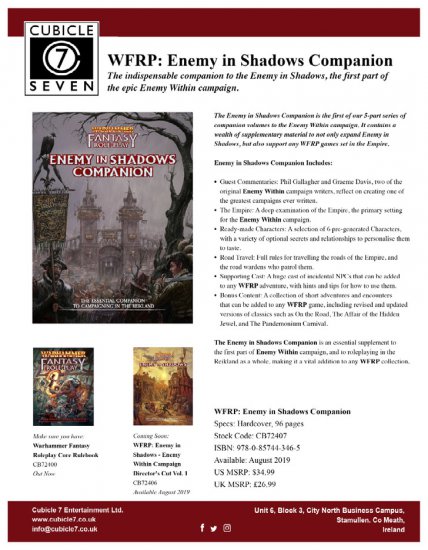 Warhammer Fantasy RPG: Enemy Within - Vol. 1: Enemy in Shadows C - zum Schließ en ins Bild klicken
