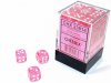 Translucent 12mm d6 with pips Dice Blocks™ (36 Dice) Pink w/wh